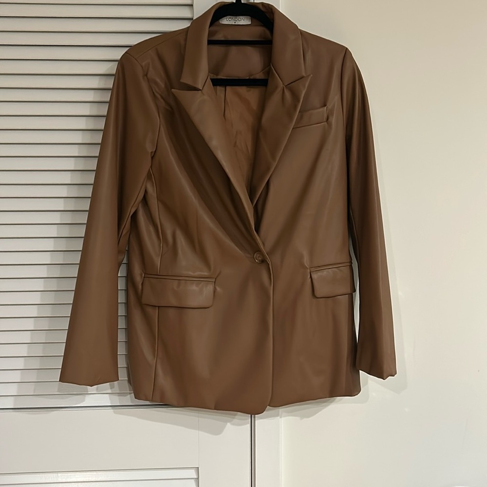 London Faux Leather Blazer